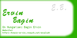 ervin bagin business card